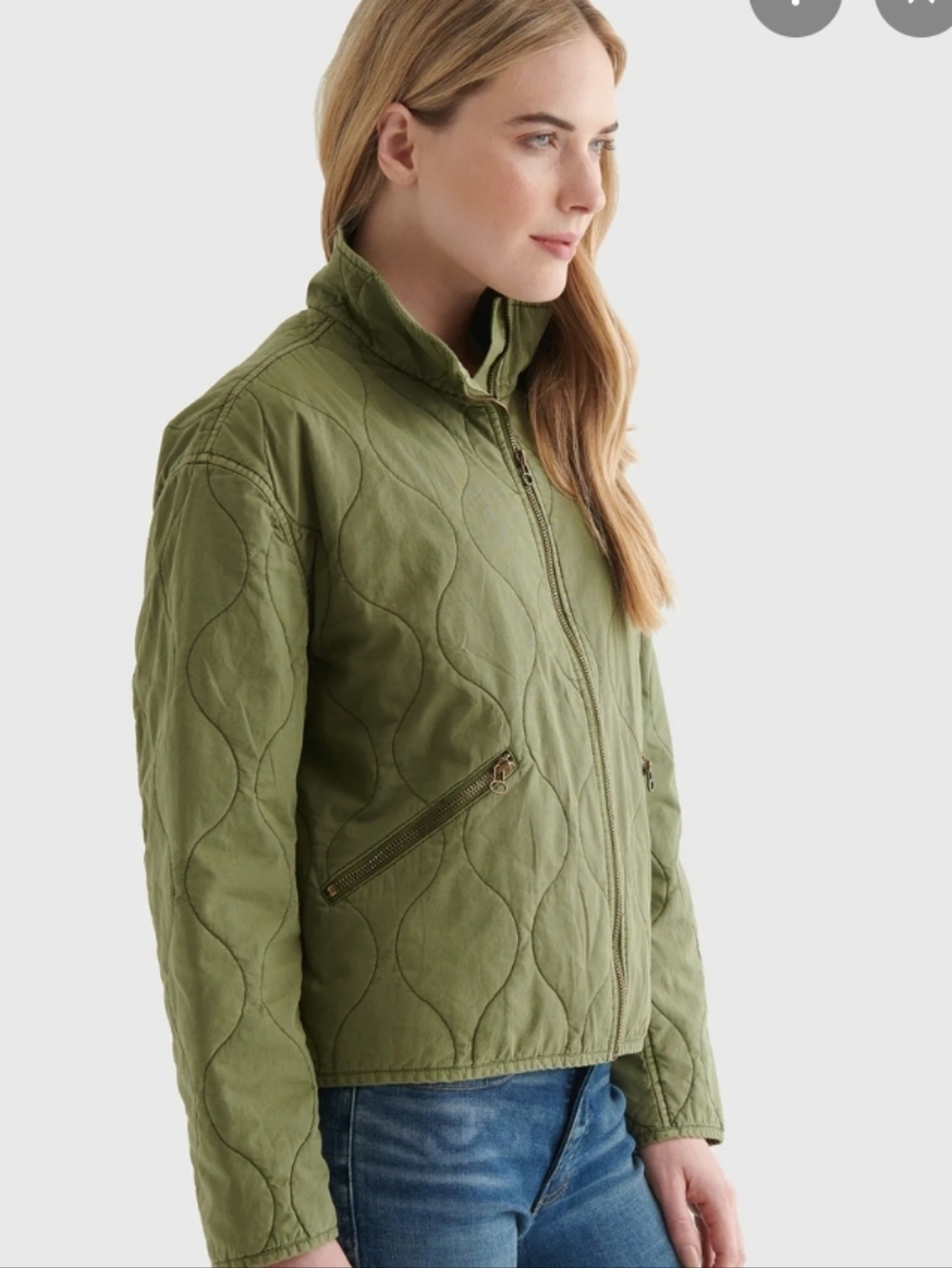 Lucky Brand Olive Quilted Bomber Jacket